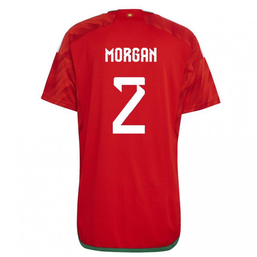 Női Walesi Ffion Morgan #2 Piros Hazai Jersey 22-24 Mez Póló