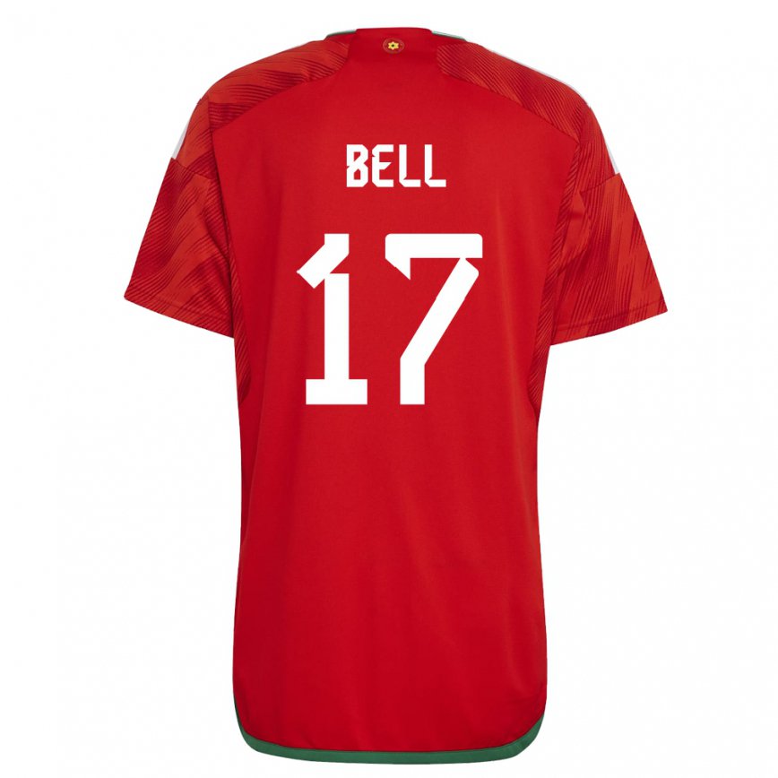 Női Walesi Zac Bell #17 Piros Hazai Jersey 22-24 Mez Póló