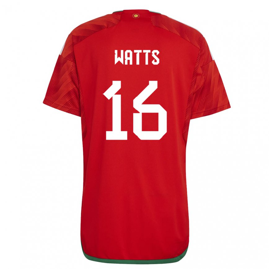 Női Walesi Daniel Watts #16 Piros Hazai Jersey 22-24 Mez Póló