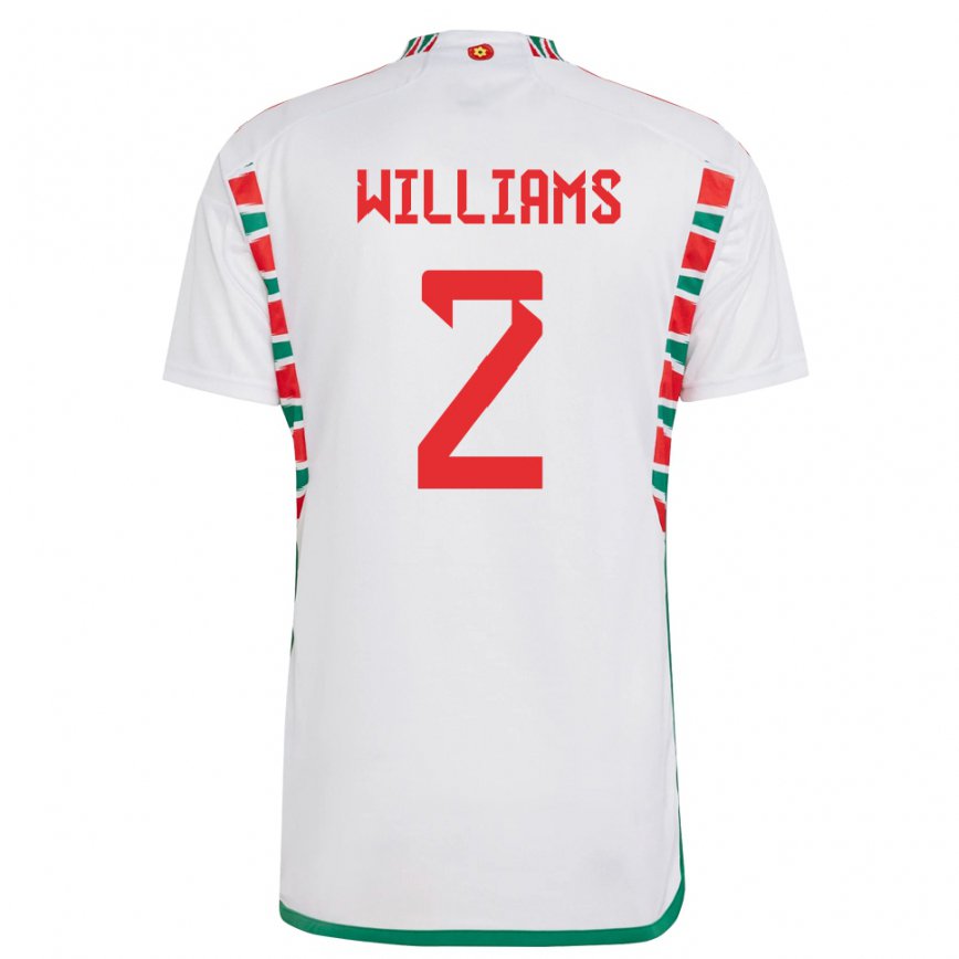 Női Walesi Morgan Williams #2 Fehér Idegenbeli Jersey 22-24 Mez Póló