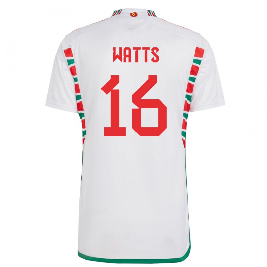 Női Walesi Daniel Watts #16 Fehér Idegenbeli Jersey 22-24 Mez Póló