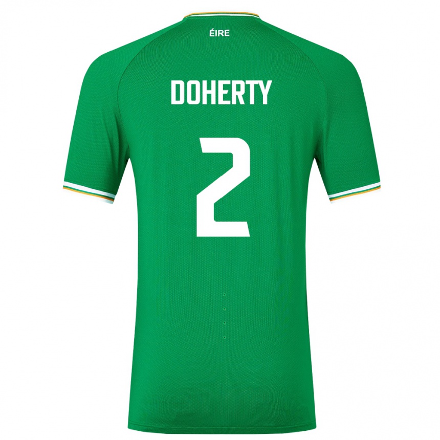 Gyermek Labdarúgás Ír-Sziget Matt Doherty #2 Zöld Hazai Jersey 24-26 Mez Póló Ing