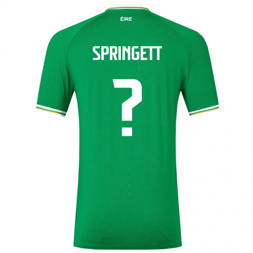 Gyermek Labdarúgás Ír-Sziget Tony Springett #0 Zöld Hazai Jersey 24-26 Mez Póló Ing