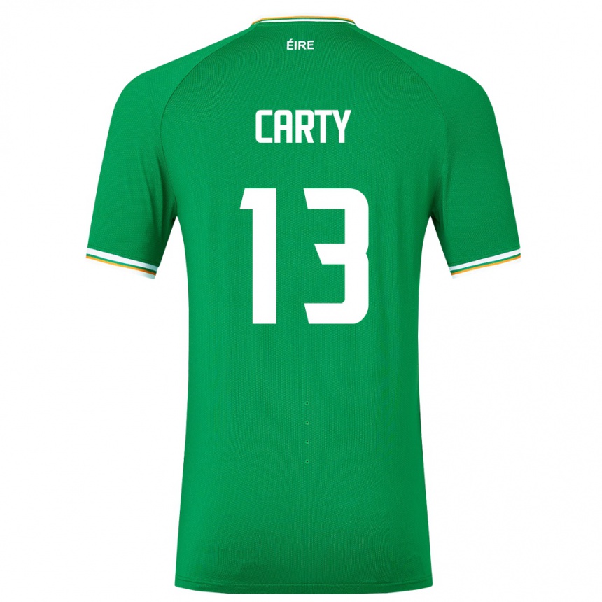 Gyermek Labdarúgás Ír-Sziget Conor Carty #13 Zöld Hazai Jersey 24-26 Mez Póló Ing