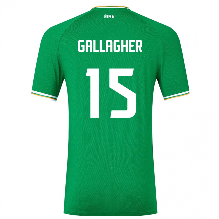 Gyermek Labdarúgás Ír-Sziget Oisín Gallagher #15 Zöld Hazai Jersey 24-26 Mez Póló Ing