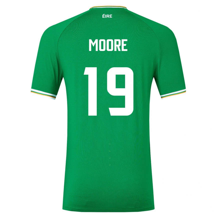 Gyermek Labdarúgás Ír-Sziget Sean Moore #19 Zöld Hazai Jersey 24-26 Mez Póló Ing