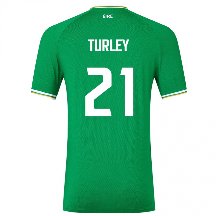 Gyermek Labdarúgás Ír-Sziget Freddie Turley #21 Zöld Hazai Jersey 24-26 Mez Póló Ing