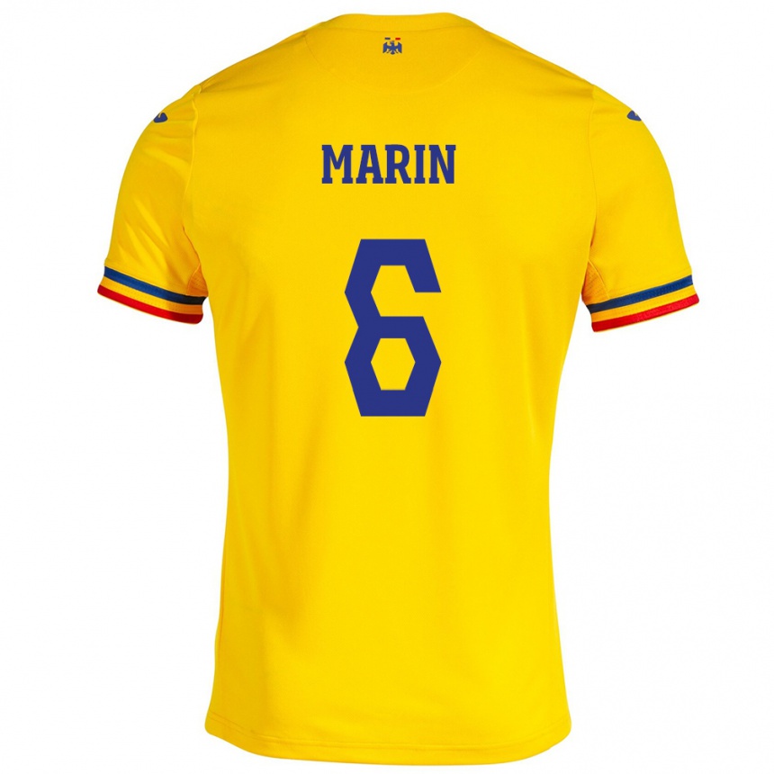 Gyermek Labdarúgás Románia Marius Marin #6 Sárga Hazai Jersey 24-26 Mez Póló Ing