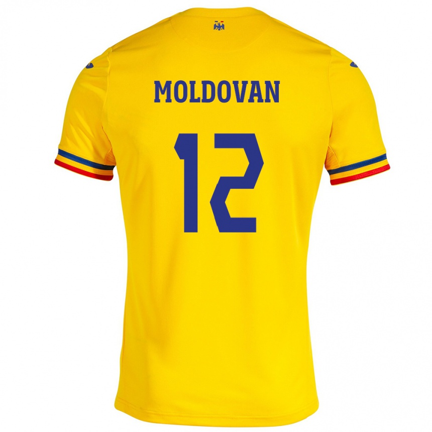 Gyermek Labdarúgás Románia Horaţiu Moldovan #12 Sárga Hazai Jersey 24-26 Mez Póló Ing