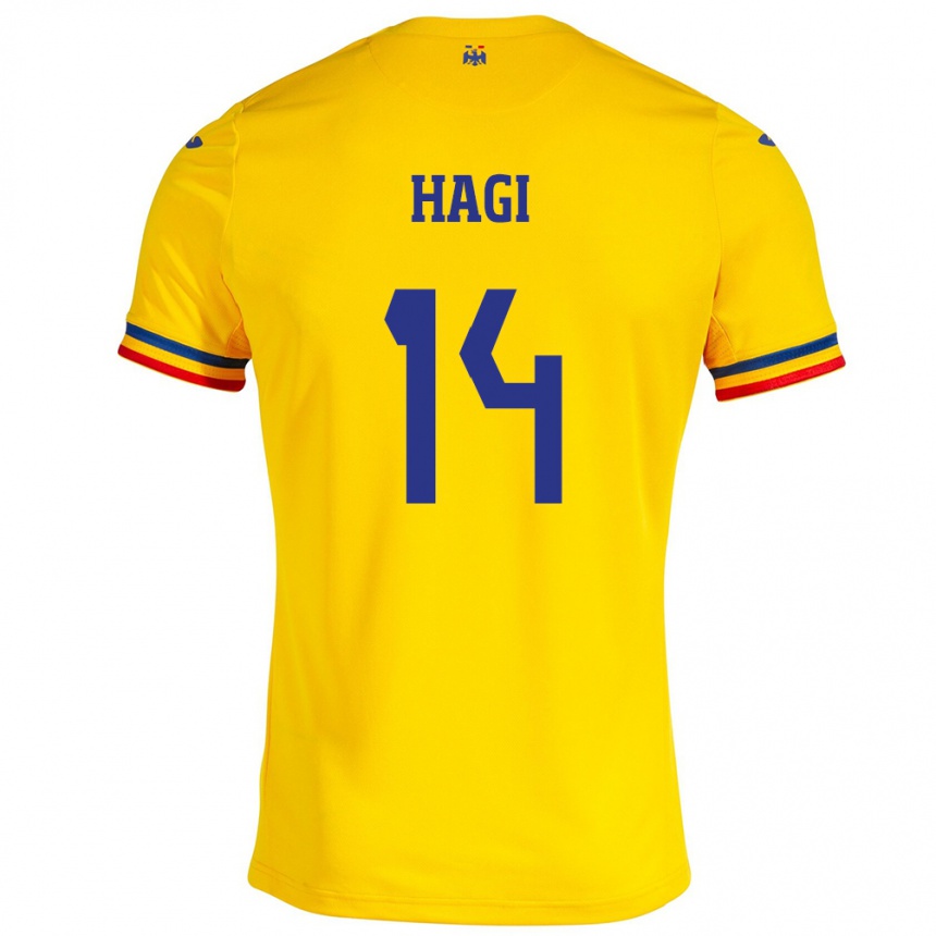 Gyermek Labdarúgás Románia Ianis Hagi #14 Sárga Hazai Jersey 24-26 Mez Póló Ing