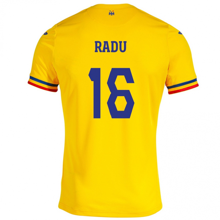 Gyermek Labdarúgás Románia Andrei Radu #16 Sárga Hazai Jersey 24-26 Mez Póló Ing