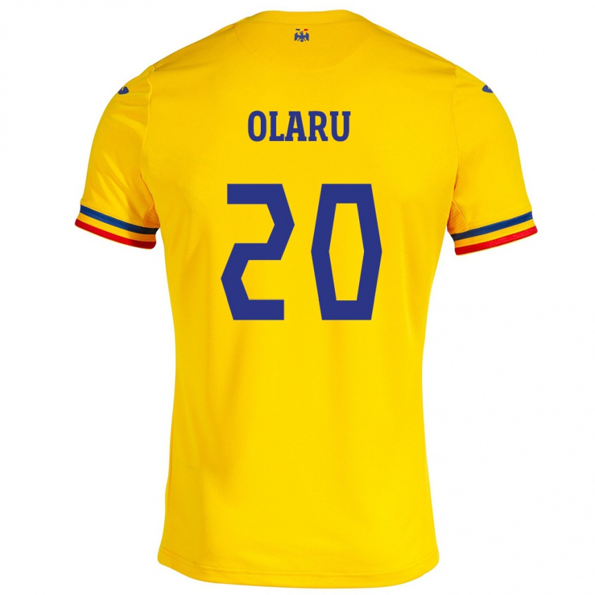 Gyermek Labdarúgás Románia Darius Olaru #20 Sárga Hazai Jersey 24-26 Mez Póló Ing