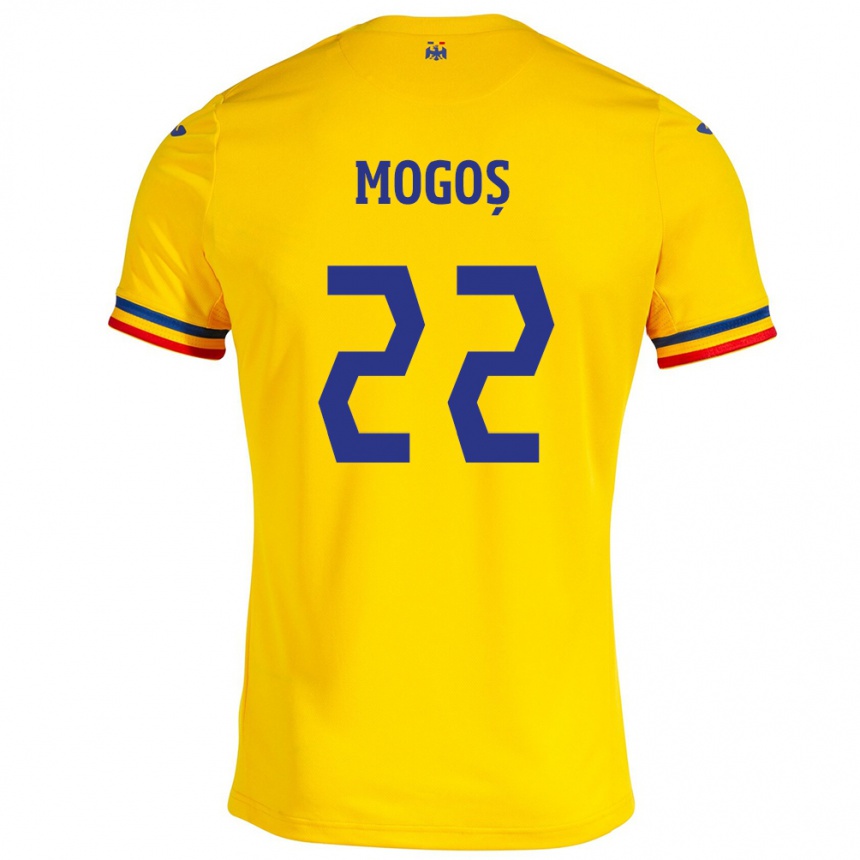 Gyermek Labdarúgás Románia Vasile Mogoș #22 Sárga Hazai Jersey 24-26 Mez Póló Ing