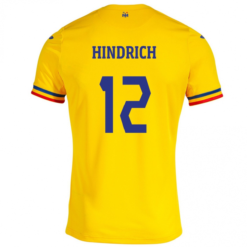 Gyermek Labdarúgás Románia Otto Hindrich #12 Sárga Hazai Jersey 24-26 Mez Póló Ing