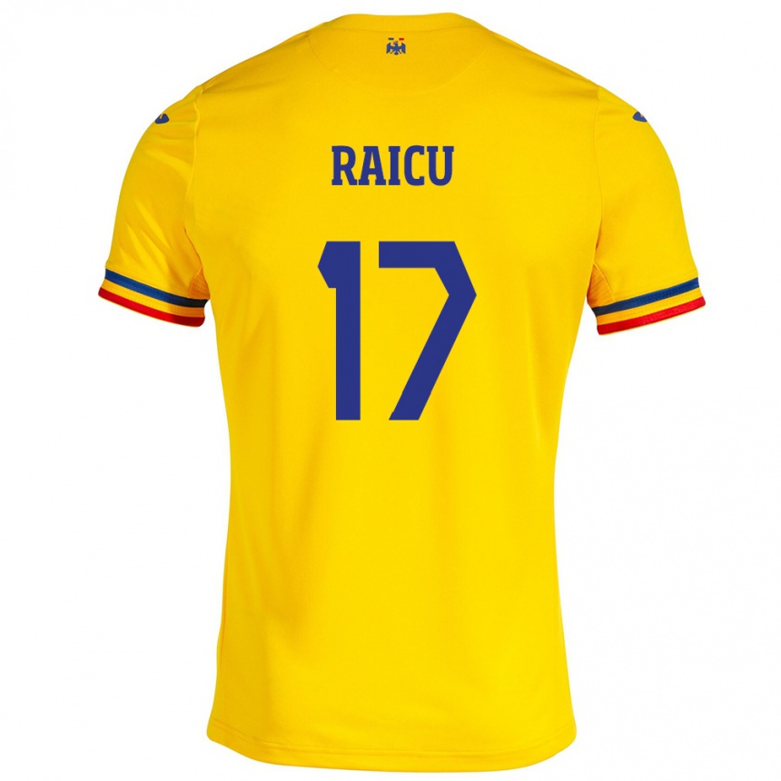 Gyermek Labdarúgás Románia Alin Raicu #17 Sárga Hazai Jersey 24-26 Mez Póló Ing