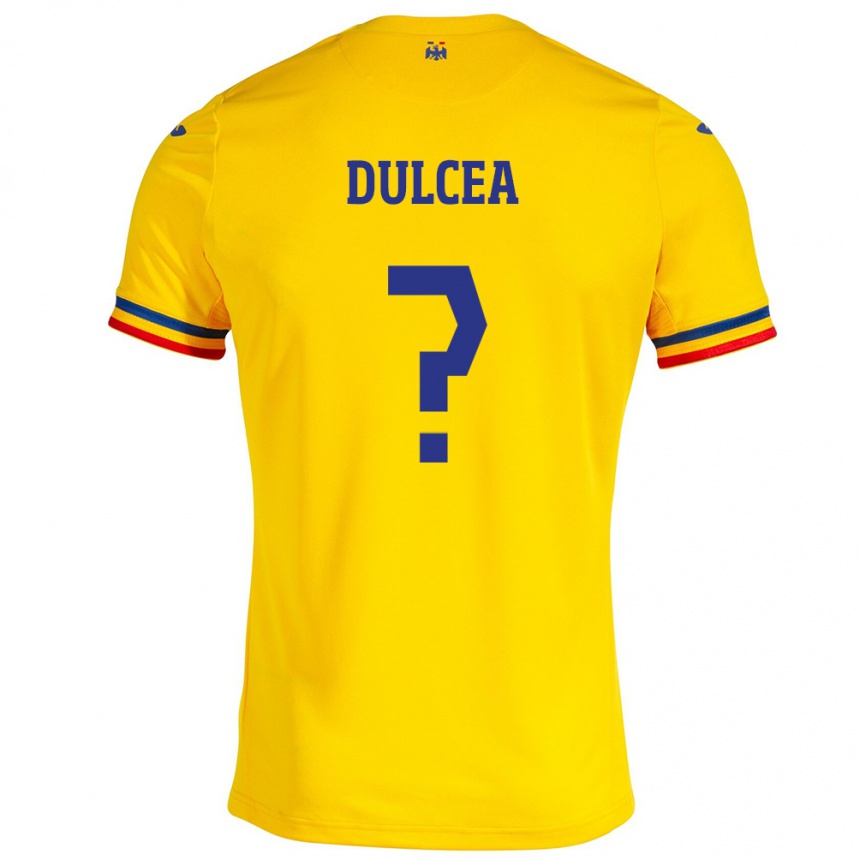 Gyermek Labdarúgás Románia Patrick Dulcea #0 Sárga Hazai Jersey 24-26 Mez Póló Ing