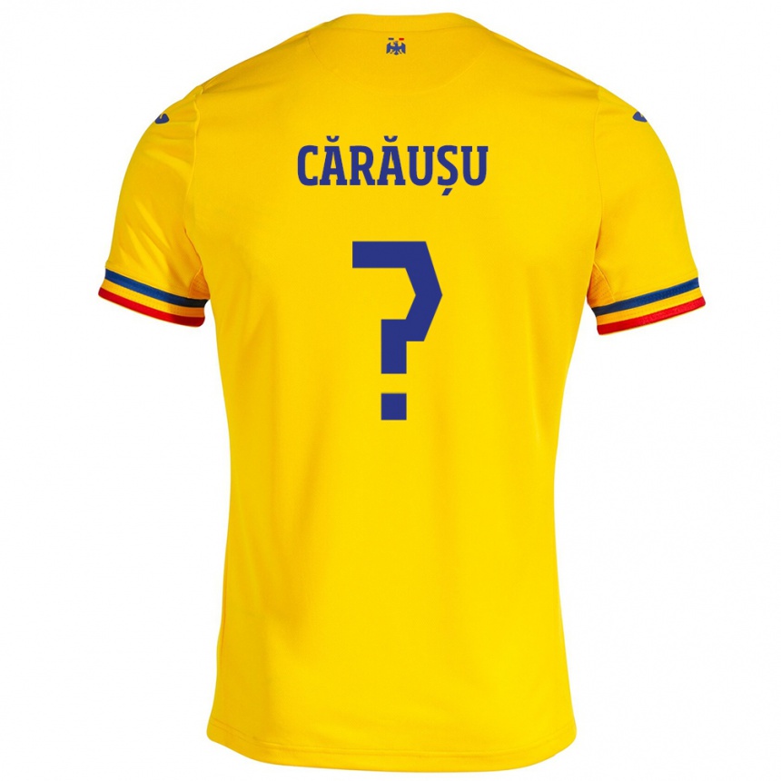 Gyermek Labdarúgás Románia Codrin Cărăușu #0 Sárga Hazai Jersey 24-26 Mez Póló Ing