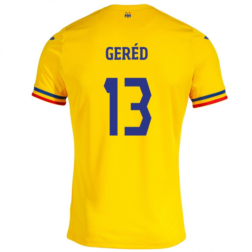 Gyermek Labdarúgás Románia Erika Geréd #13 Sárga Hazai Jersey 24-26 Mez Póló Ing