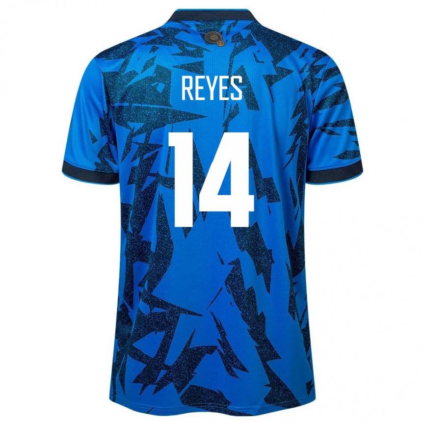 Gyermek Labdarúgás Salvador Karen Reyes #14 Kék Hazai Jersey 24-26 Mez Póló Ing