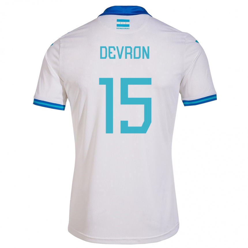 Gyermek Labdarúgás Honduras Devron García #15 Fehér Hazai Jersey 24-26 Mez Póló Ing