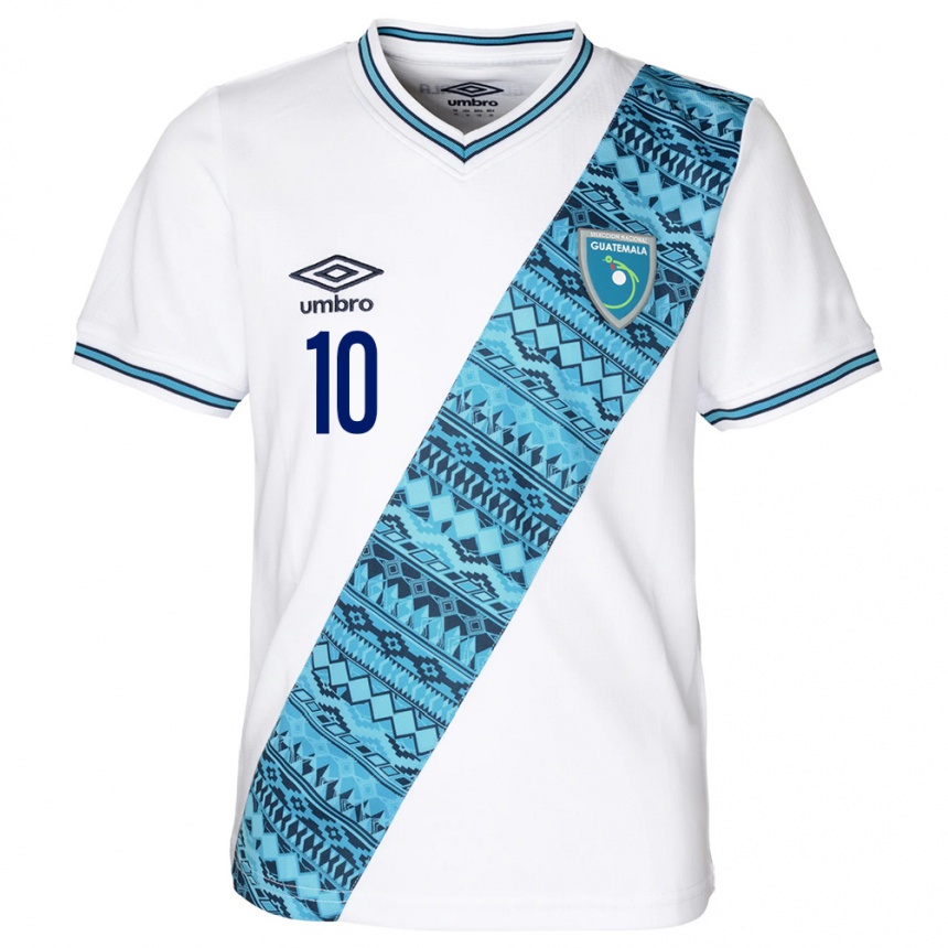 Gyermek Labdarúgás Guatemala Antonio López #10 Fehér Hazai Jersey 24-26 Mez Póló Ing