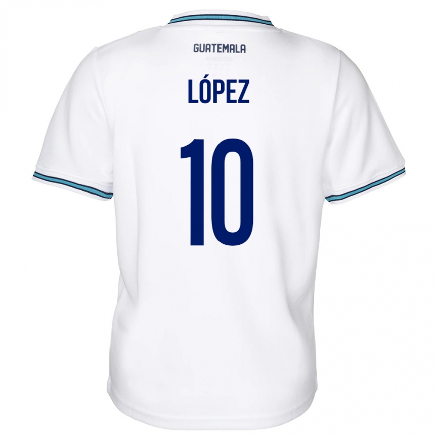 Gyermek Labdarúgás Guatemala Antonio López #10 Fehér Hazai Jersey 24-26 Mez Póló Ing