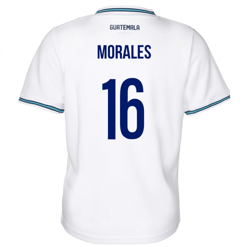 Gyermek Labdarúgás Guatemala José Morales #16 Fehér Hazai Jersey 24-26 Mez Póló Ing