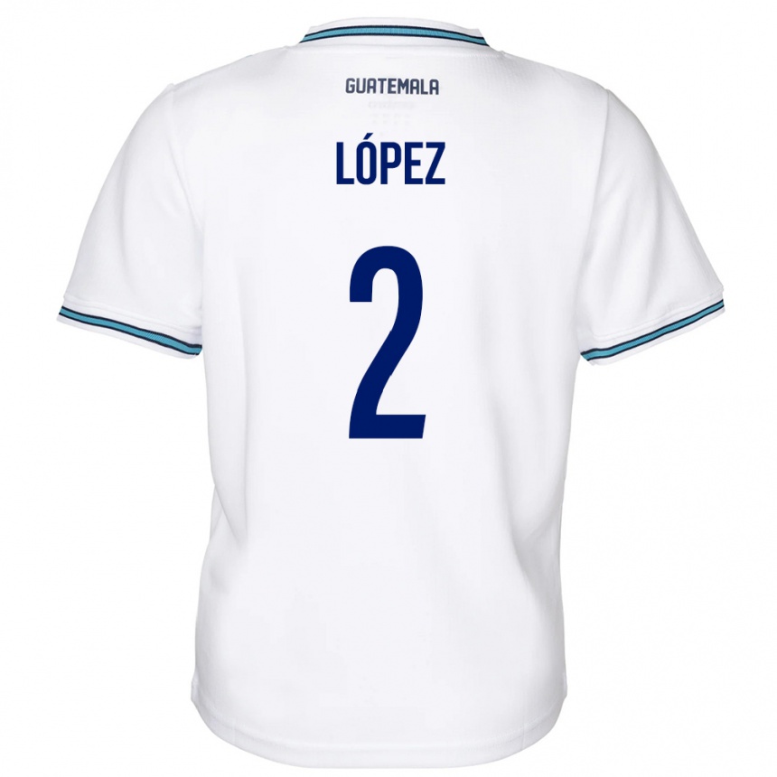 Gyermek Labdarúgás Guatemala Francisco López #2 Fehér Hazai Jersey 24-26 Mez Póló Ing