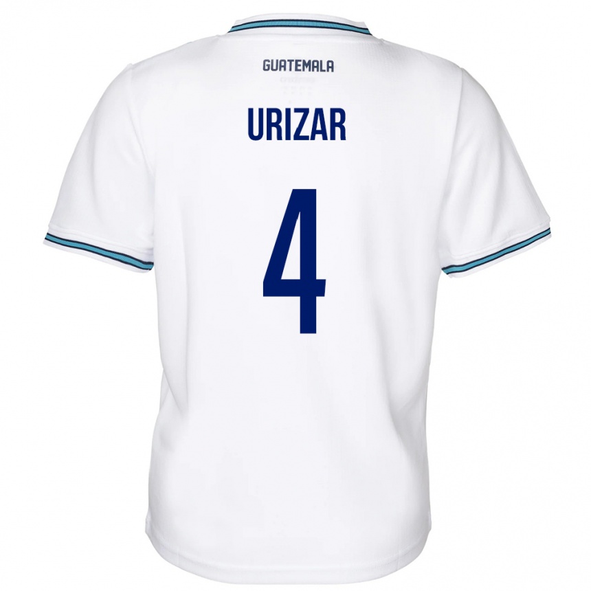 Gyermek Labdarúgás Guatemala Jeshua Urizar #4 Fehér Hazai Jersey 24-26 Mez Póló Ing