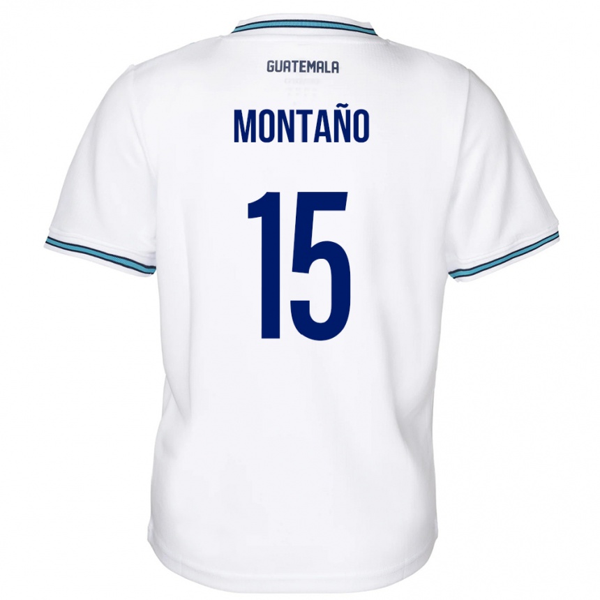 Gyermek Labdarúgás Guatemala Figo Montaño #15 Fehér Hazai Jersey 24-26 Mez Póló Ing