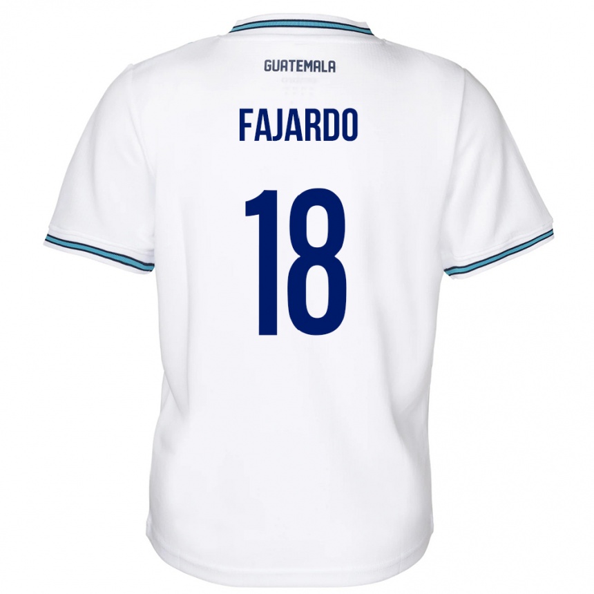 Gyermek Labdarúgás Guatemala William Fajardo #18 Fehér Hazai Jersey 24-26 Mez Póló Ing