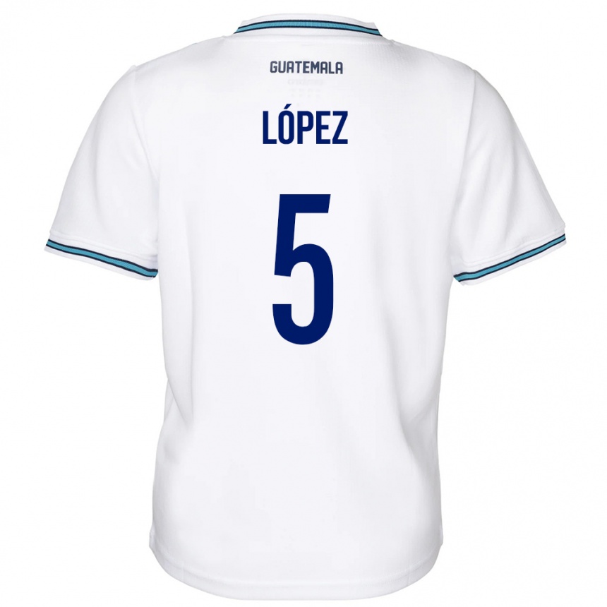 Gyermek Labdarúgás Guatemala Jeffery López #5 Fehér Hazai Jersey 24-26 Mez Póló Ing