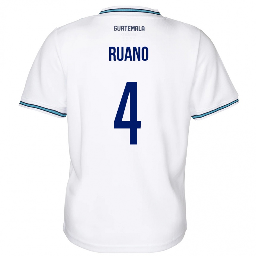 Gyermek Labdarúgás Guatemala Michelle Ruano #4 Fehér Hazai Jersey 24-26 Mez Póló Ing