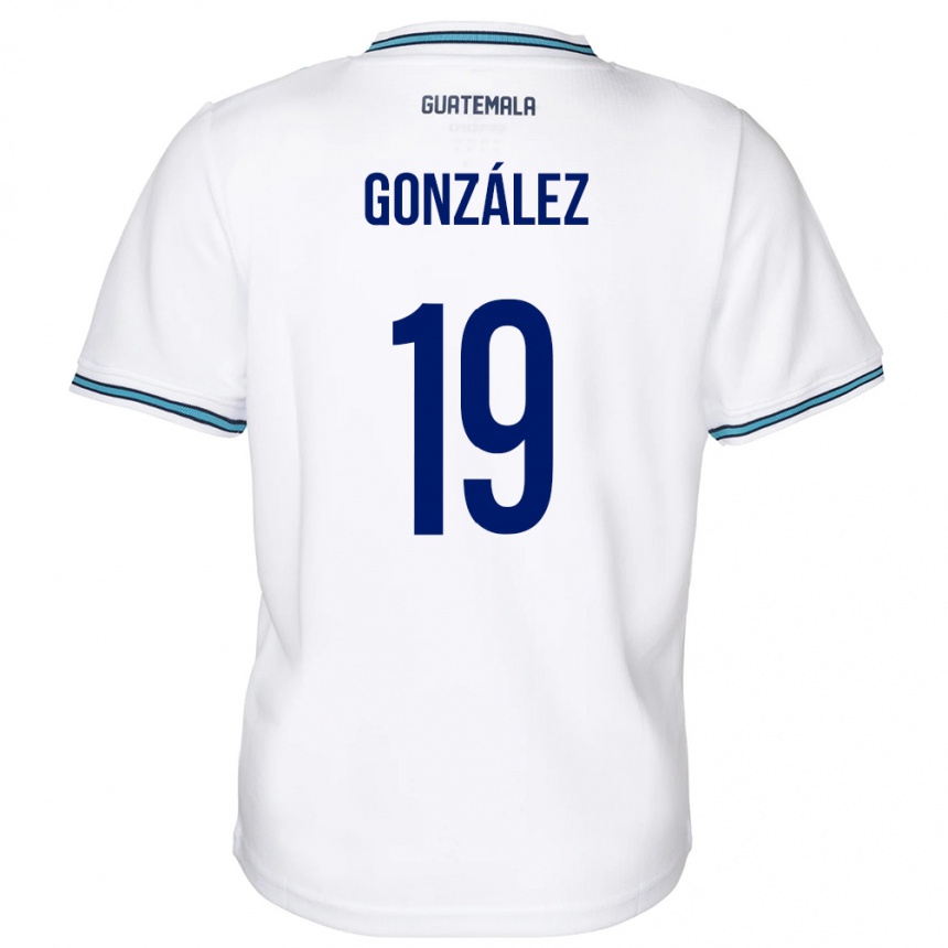 Gyermek Labdarúgás Guatemala Karen González #19 Fehér Hazai Jersey 24-26 Mez Póló Ing