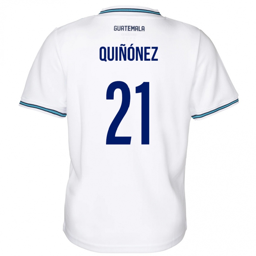 Gyermek Labdarúgás Guatemala Andrea Quiñónez #21 Fehér Hazai Jersey 24-26 Mez Póló Ing