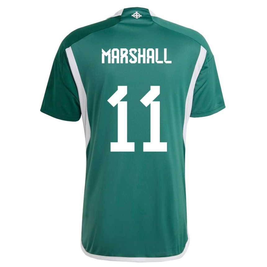 Gyermek Labdarúgás Észak-Írország Callum Marshall #11 Zöld Hazai Jersey 24-26 Mez Póló Ing