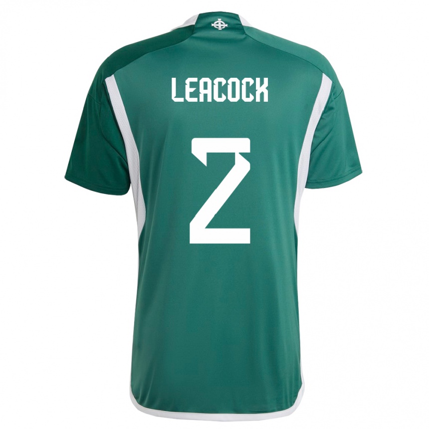 Gyermek Labdarúgás Észak-Írország Callum Leacock #2 Zöld Hazai Jersey 24-26 Mez Póló Ing