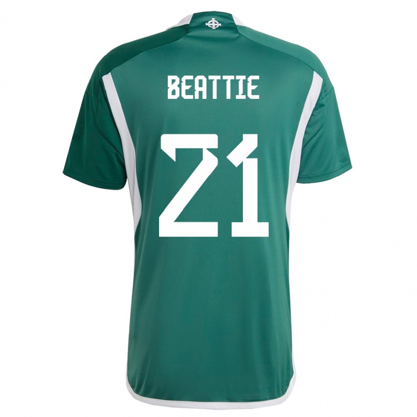 Gyermek Labdarúgás Észak-Írország Kerry Beattie #21 Zöld Hazai Jersey 24-26 Mez Póló Ing