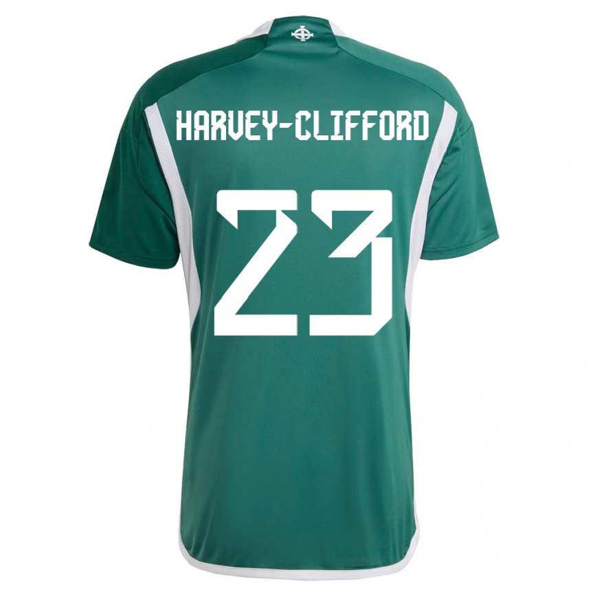 Gyermek Labdarúgás Észak-Írország Maddy Harvey-Clifford #23 Zöld Hazai Jersey 24-26 Mez Póló Ing