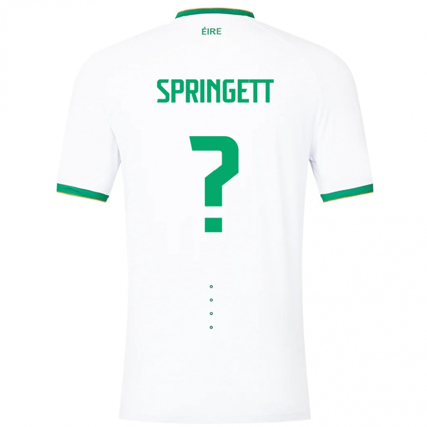 Gyermek Labdarúgás Ír-Sziget Tony Springett #0 Fehér Idegenbeli Jersey 24-26 Mez Póló Ing