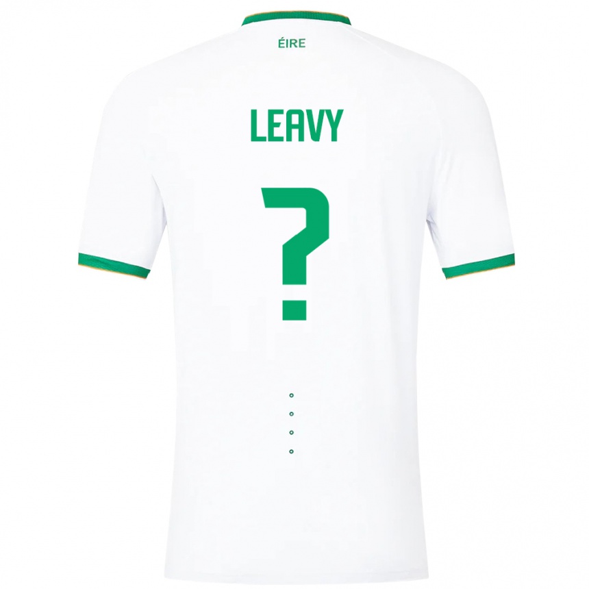 Gyermek Labdarúgás Ír-Sziget Kian Leavy #0 Fehér Idegenbeli Jersey 24-26 Mez Póló Ing