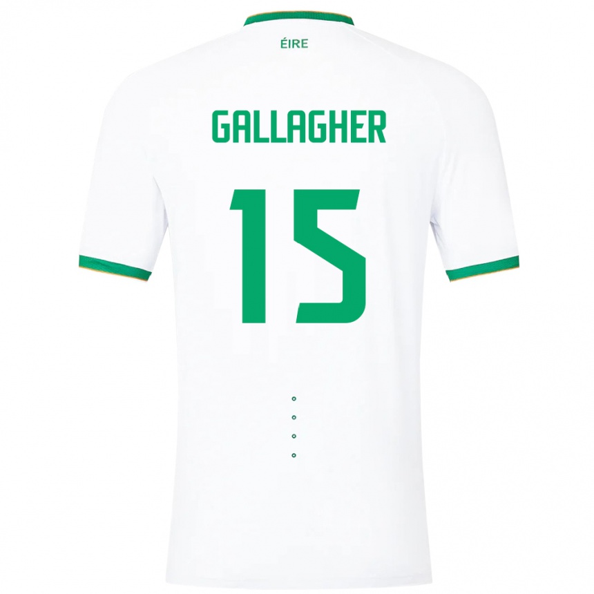 Gyermek Labdarúgás Ír-Sziget Oisín Gallagher #15 Fehér Idegenbeli Jersey 24-26 Mez Póló Ing