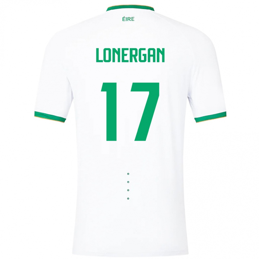 Gyermek Labdarúgás Ír-Sziget Tom Lonergan #17 Fehér Idegenbeli Jersey 24-26 Mez Póló Ing