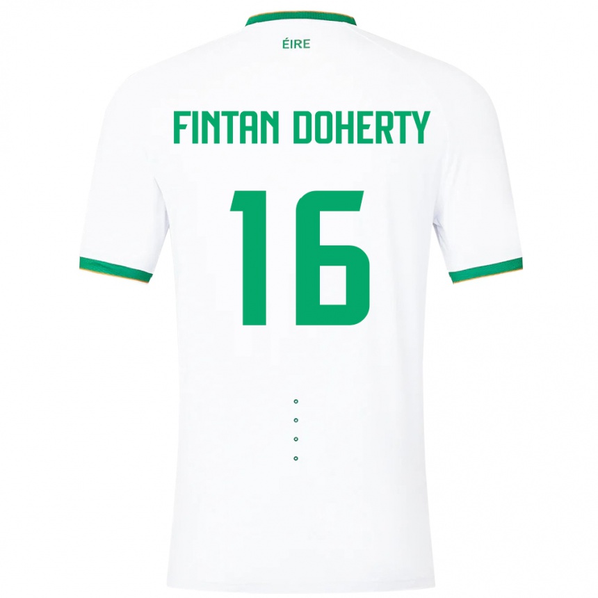 Gyermek Labdarúgás Ír-Sziget Fintan Doherty #16 Fehér Idegenbeli Jersey 24-26 Mez Póló Ing