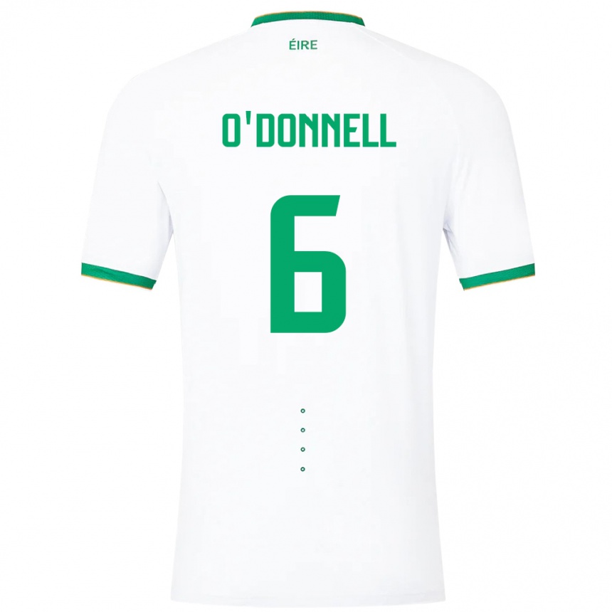 Gyermek Labdarúgás Ír-Sziget Luke O'donnell #6 Fehér Idegenbeli Jersey 24-26 Mez Póló Ing