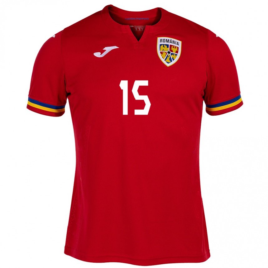 Gyermek Labdarúgás Románia Brigitta Gődér #15 Piros Idegenbeli Jersey 24-26 Mez Póló Ing