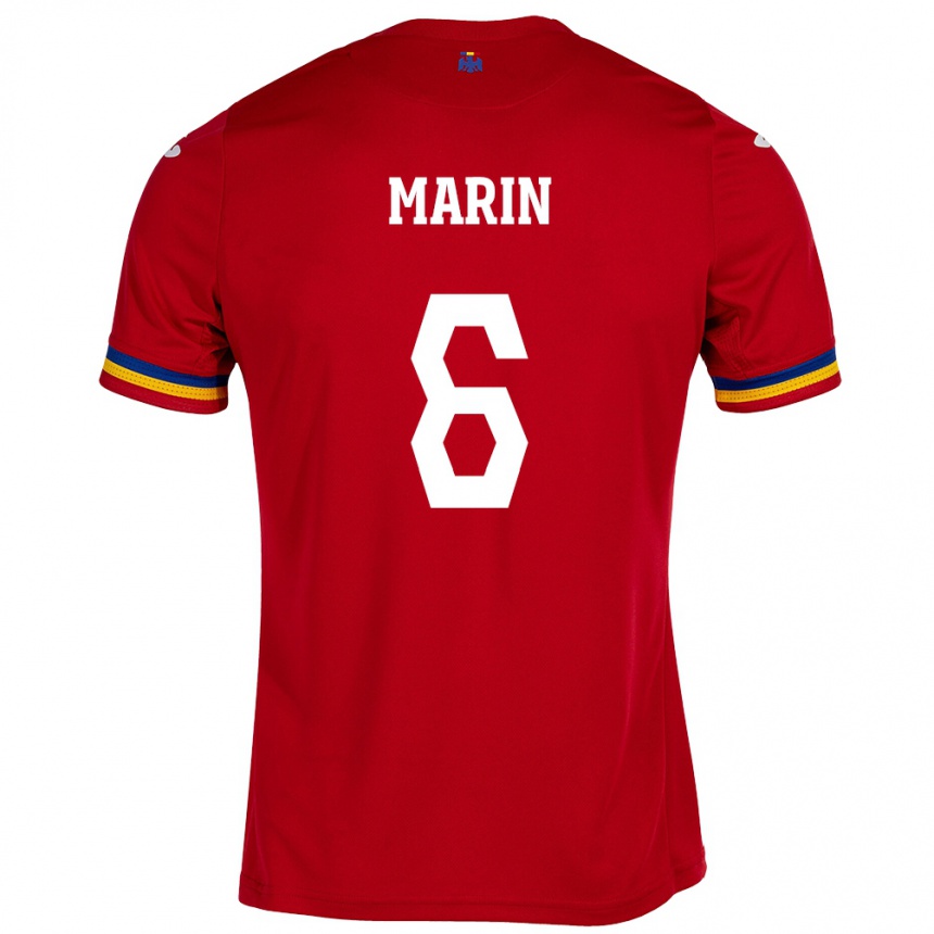 Gyermek Labdarúgás Románia Marius Marin #6 Piros Idegenbeli Jersey 24-26 Mez Póló Ing