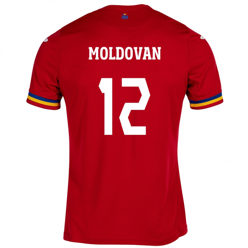 Gyermek Labdarúgás Románia Horaţiu Moldovan #12 Piros Idegenbeli Jersey 24-26 Mez Póló Ing