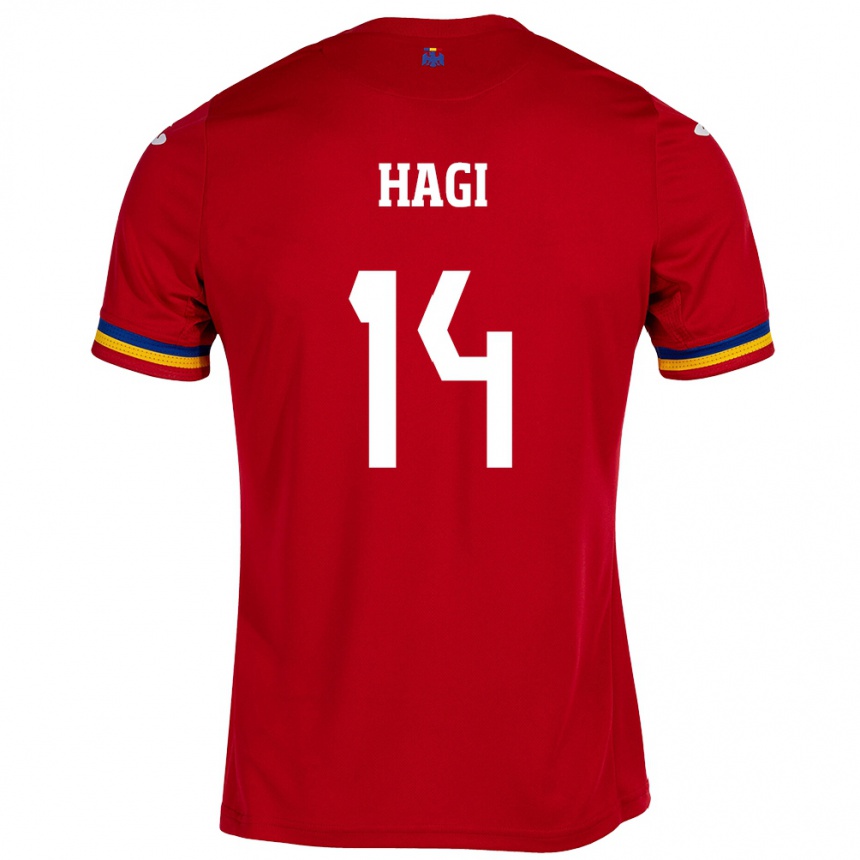 Gyermek Labdarúgás Románia Ianis Hagi #14 Piros Idegenbeli Jersey 24-26 Mez Póló Ing