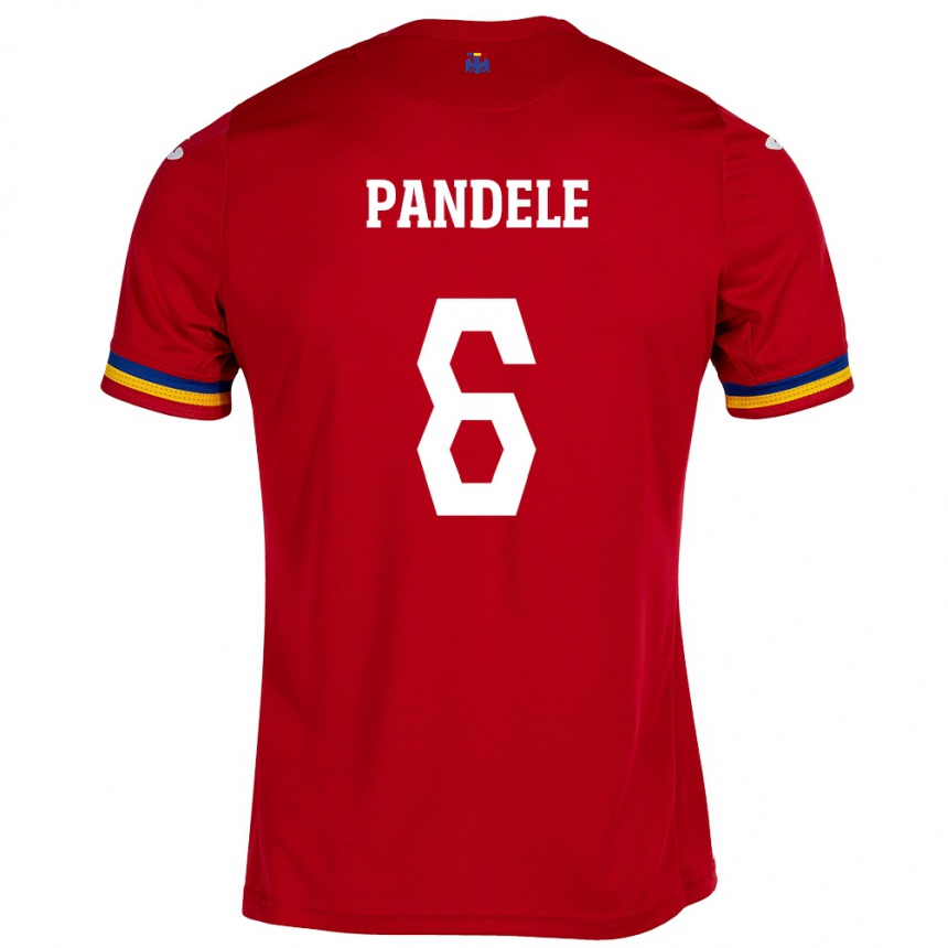 Gyermek Labdarúgás Románia Andrei Pandele #6 Piros Idegenbeli Jersey 24-26 Mez Póló Ing